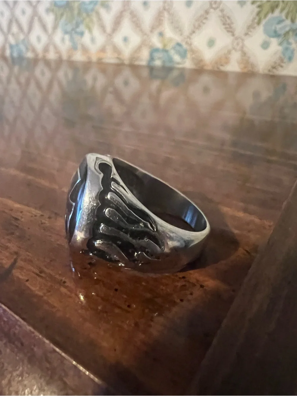 ⁠† Teutonic Templar Iron Cross Pattée Silver Ring - Black Enamel⁠